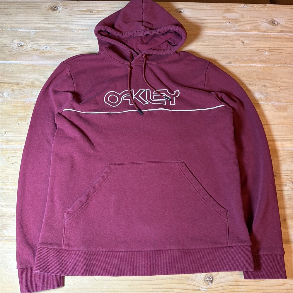 Vintage Y2K Oakley Embroidered Maroon Hoodie Size S